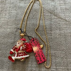 Santa Pendant Necklace with Red and Gold Accents